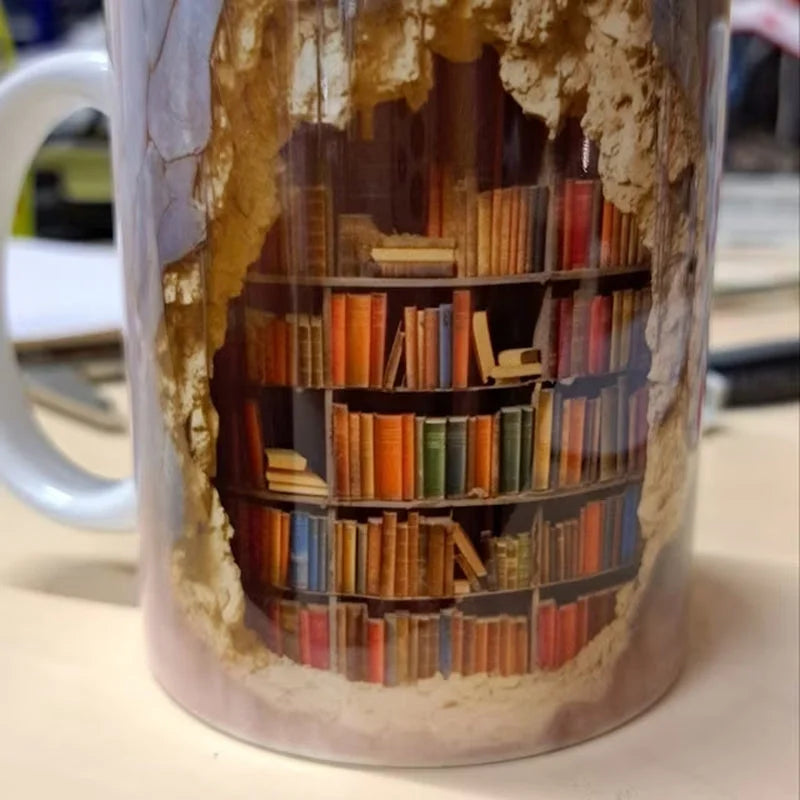 Bookshelf Design Coffee Mug – Perfect Gift for Readers