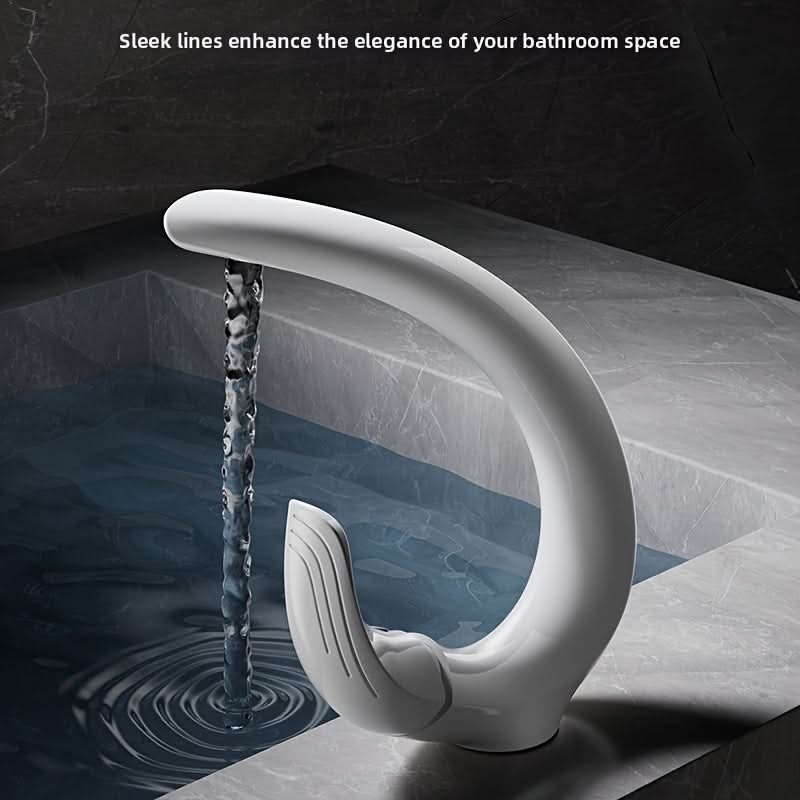 Elegant White C-Curve Bathroom Basin Faucet