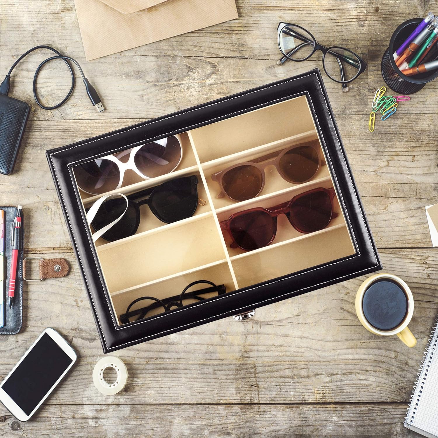 Elegant 8-Slot Sunglass Storage Case