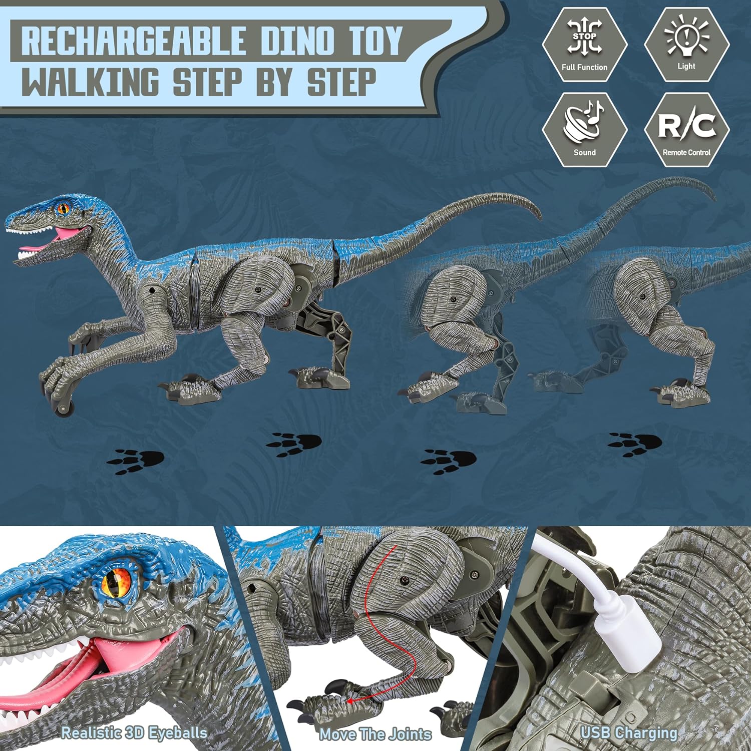 Interactive Remote-Controlled Velociraptor Toy
