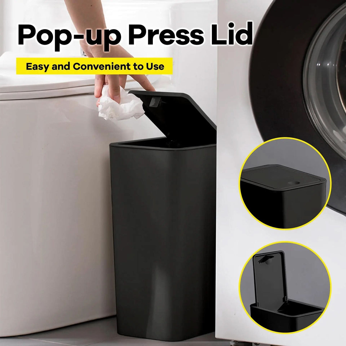Sleek Touch-Open 12L Compact Waste Bin