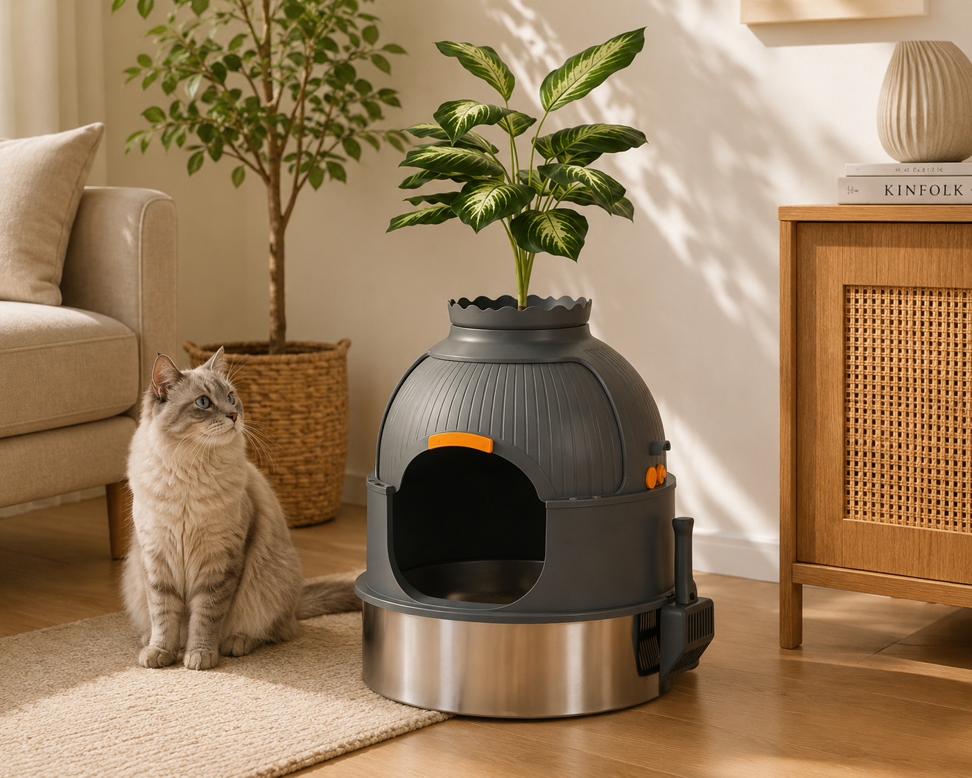 Spacious Enclosed Cat Litter Tray with Odor Control | Easy-Clean Design