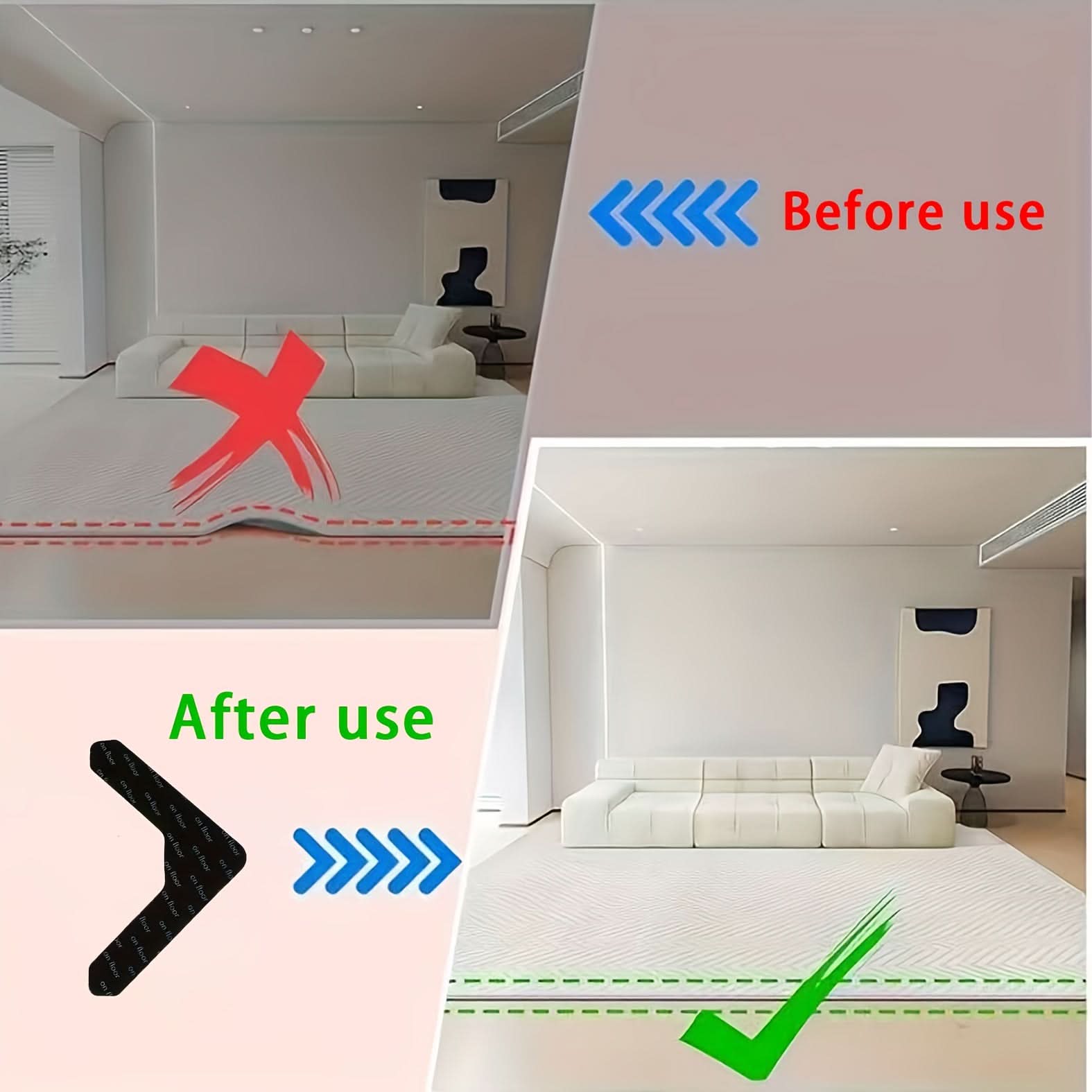 SecureGrip™ Reusable Non-Marking Carpet Stickers for Home and Office