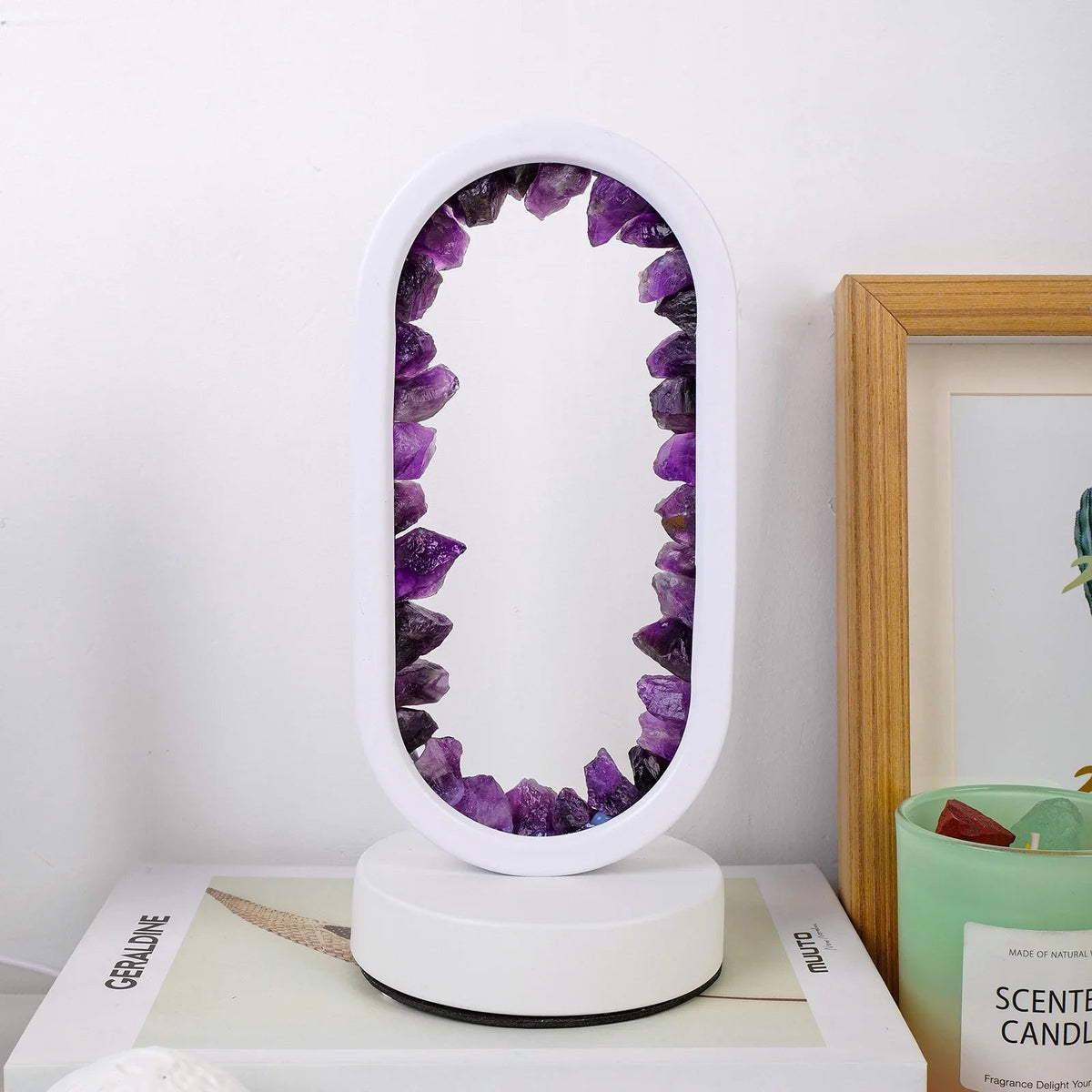 Natural Amethyst Table Lamp - Artisan Crafted