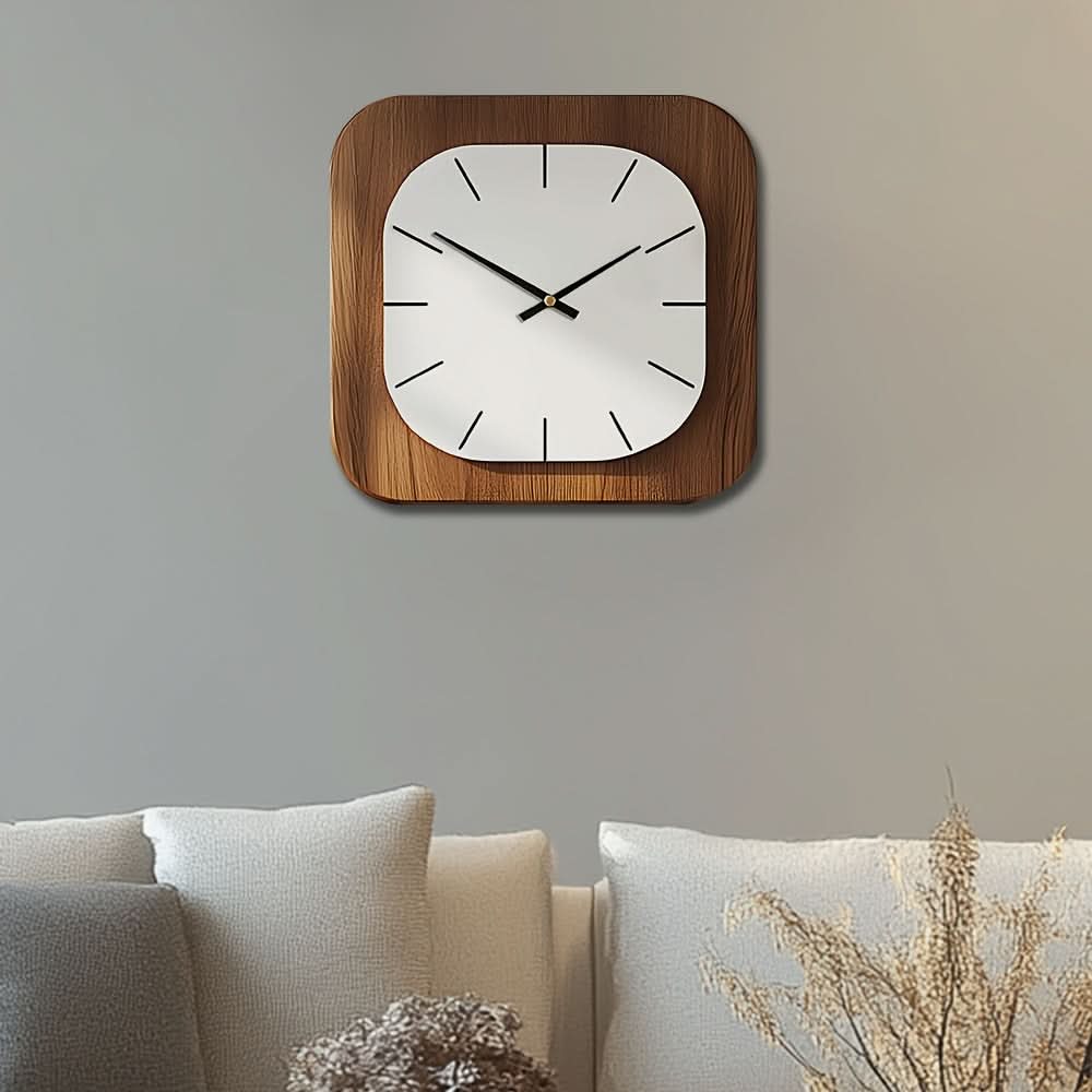 Rustic Square Wooden Wall Clock for Timeless Charm