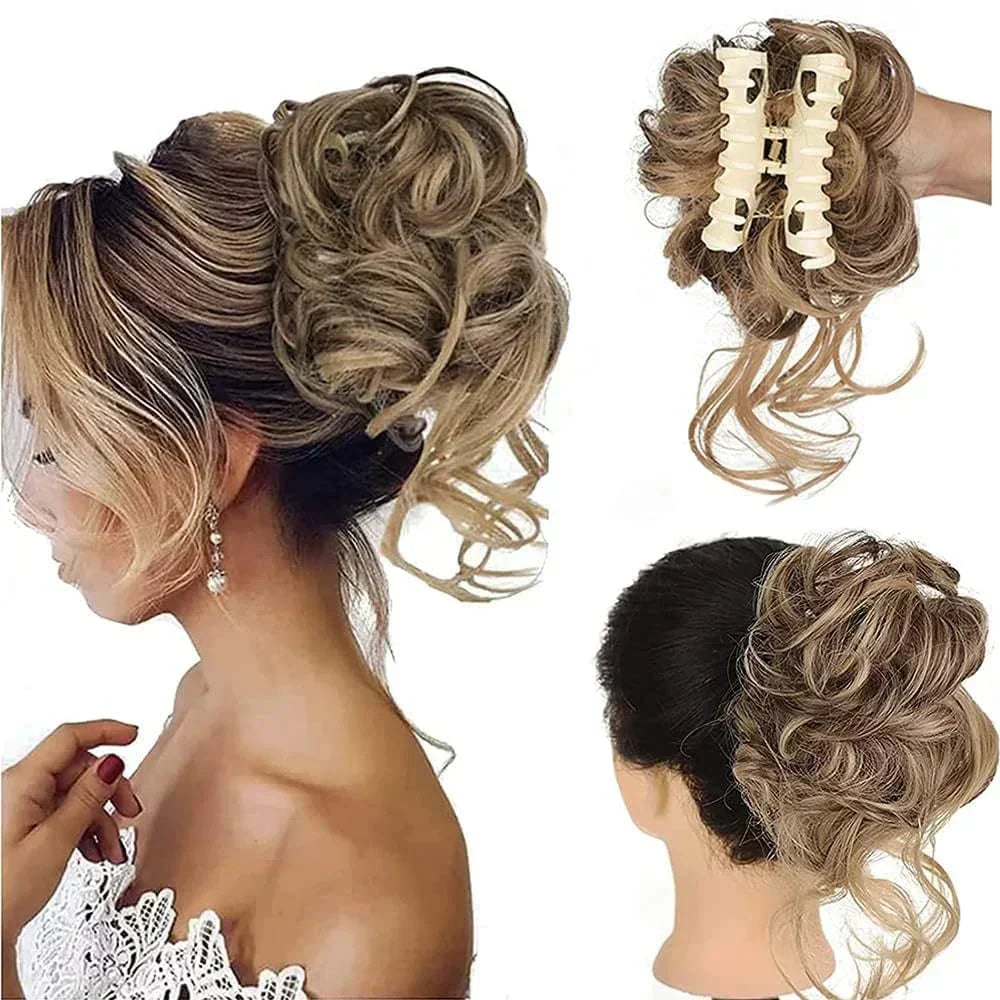 Effortless Volume Curly Bun Accessory – Clip-In Hairpiece for Instant Style