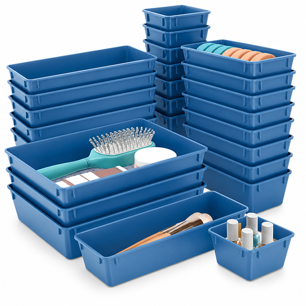Multi-Size Plastic Drawer Organizer Set