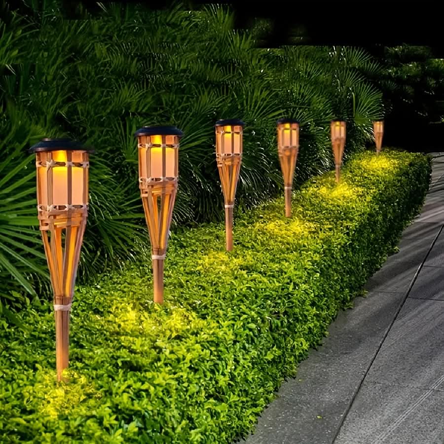 EcoFlame - Solar Bamboo LED Lanterns for Enchanting Outdoor Light
