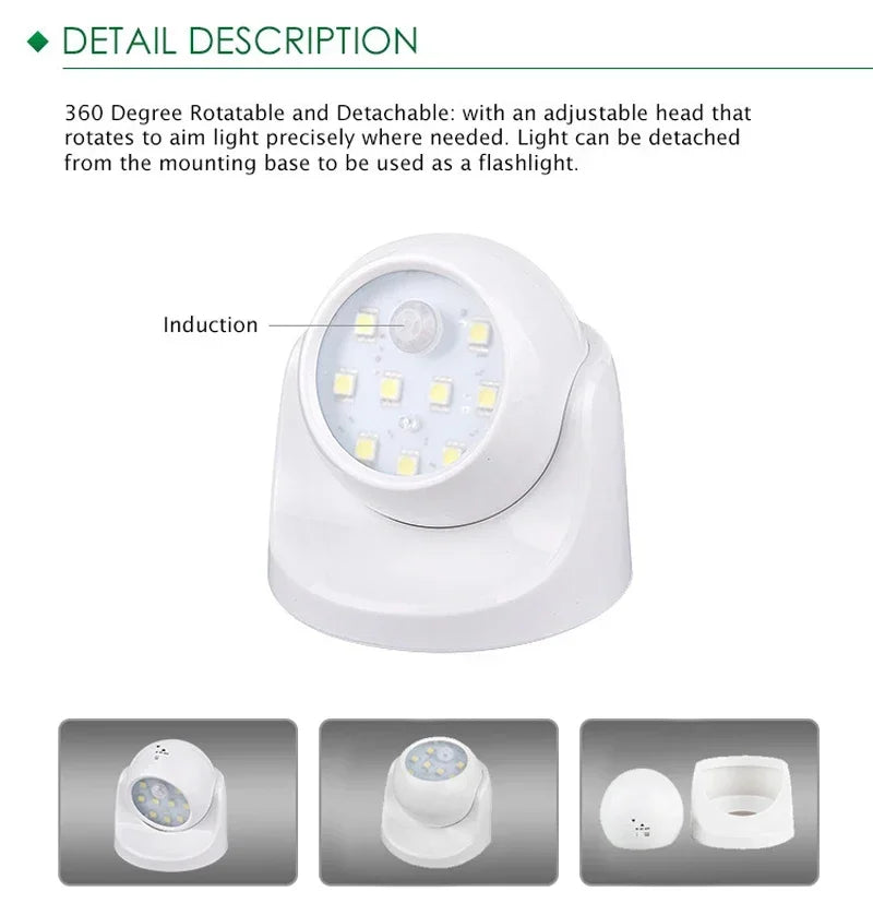 Smart LED Spotlight with Motion Activation – 360° Adjustable & Eco-Friendly