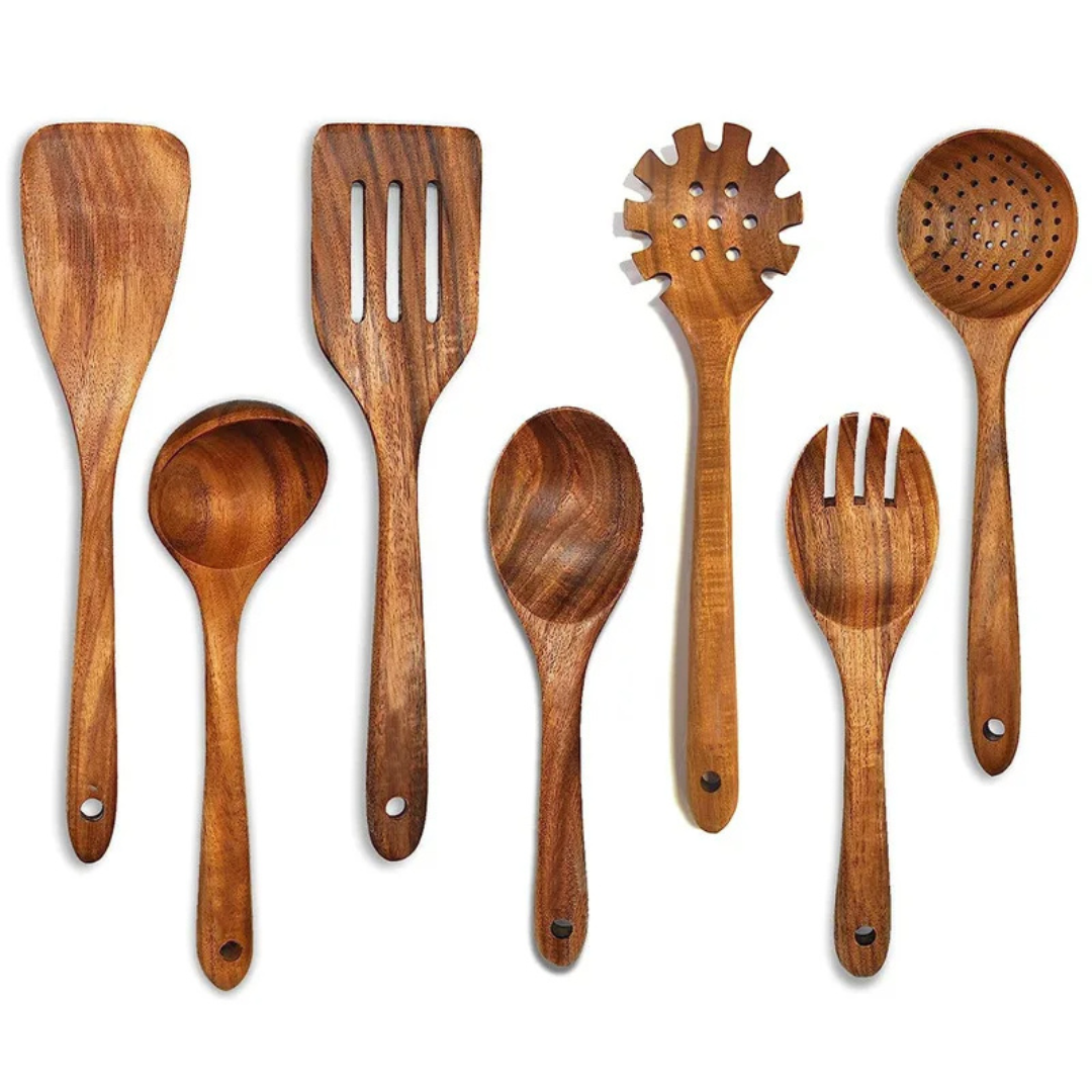 Premium Teak Wood Cooking Utensil Set for Everyday Use