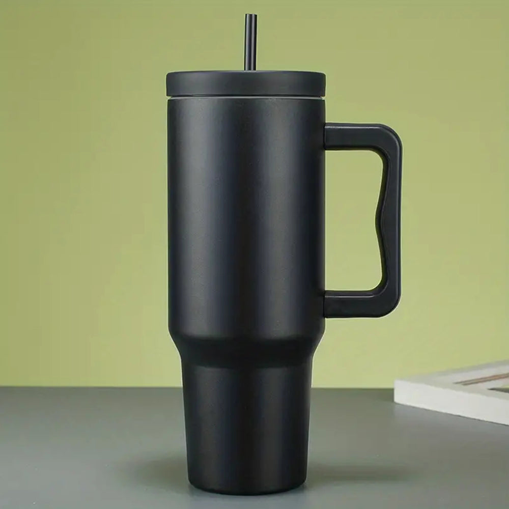 Stylish Insulated Steel Water Bottle with Straw & Grip Handle