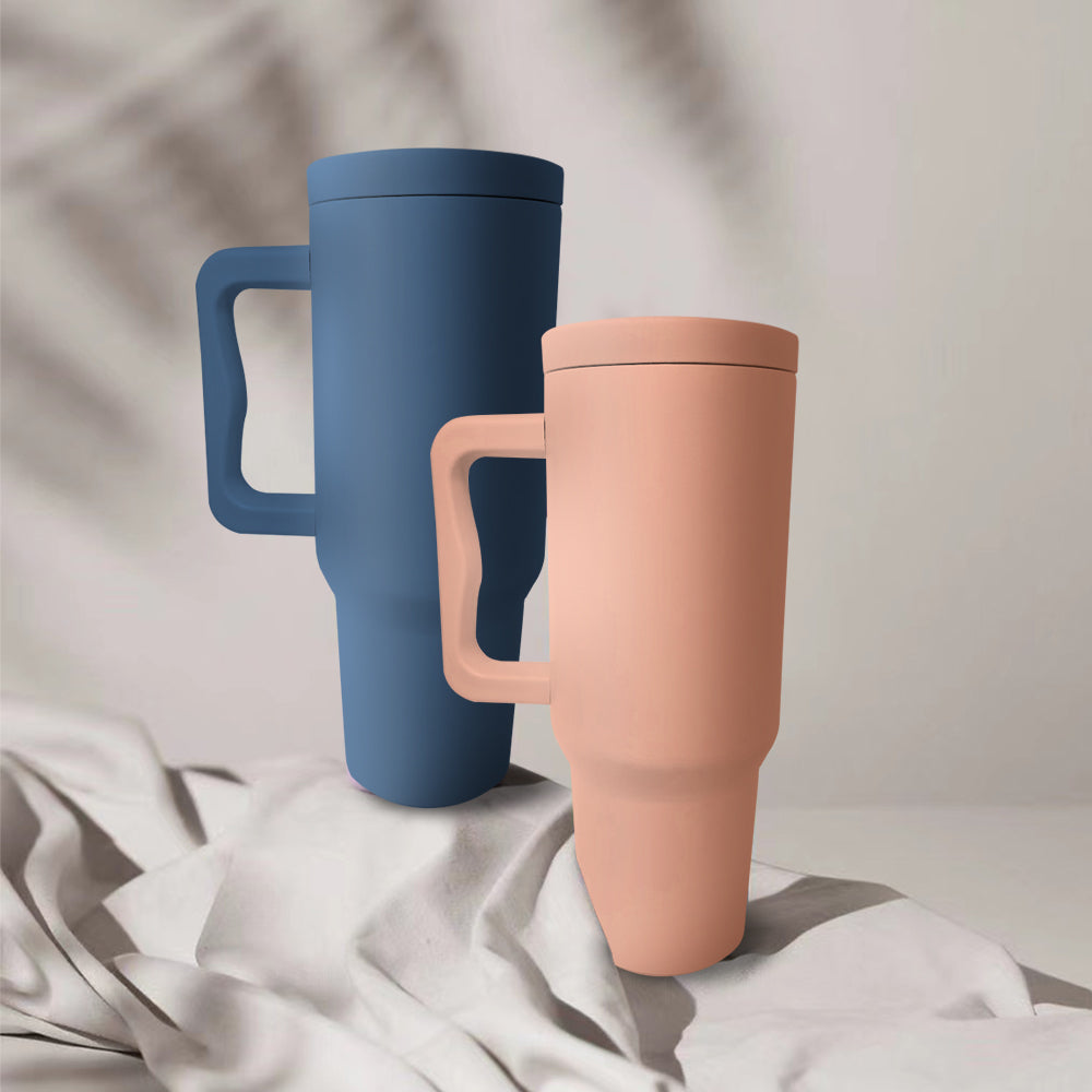 Stylish Insulated Steel Water Bottle with Straw & Grip Handle