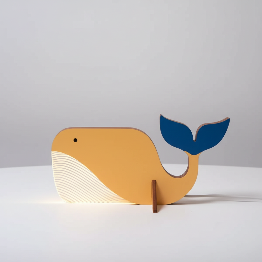 Wooden LED Lamp with Acrylic Design - Glowfauna