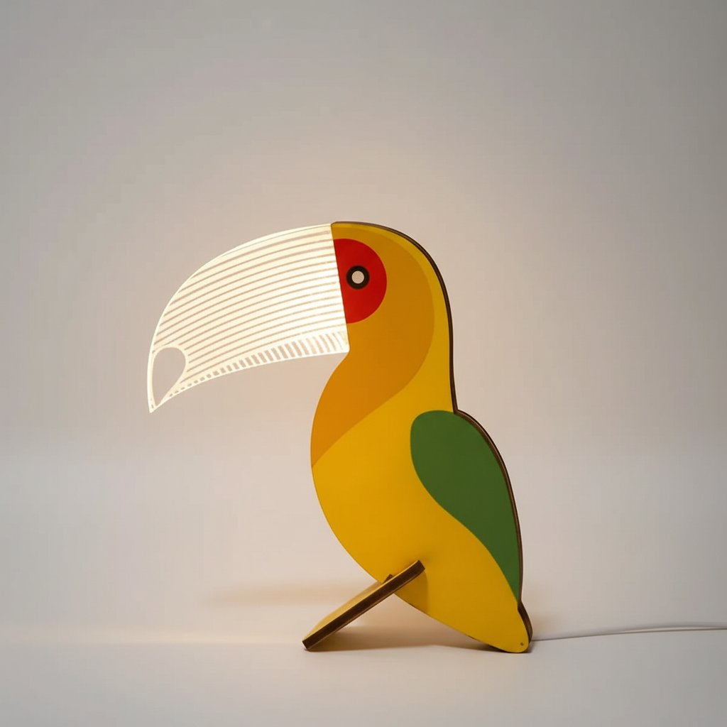 Wooden LED Lamp with Acrylic Design - Glowfauna