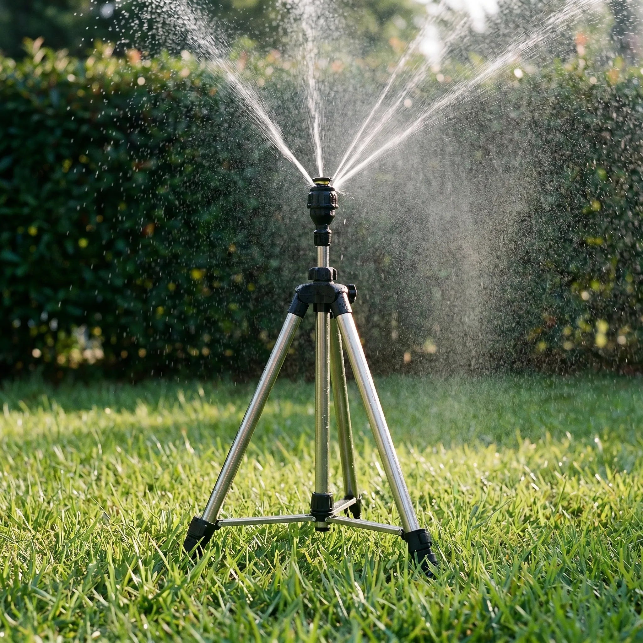 Height-Adjustable Lawn Sprinkler with Tripod Base