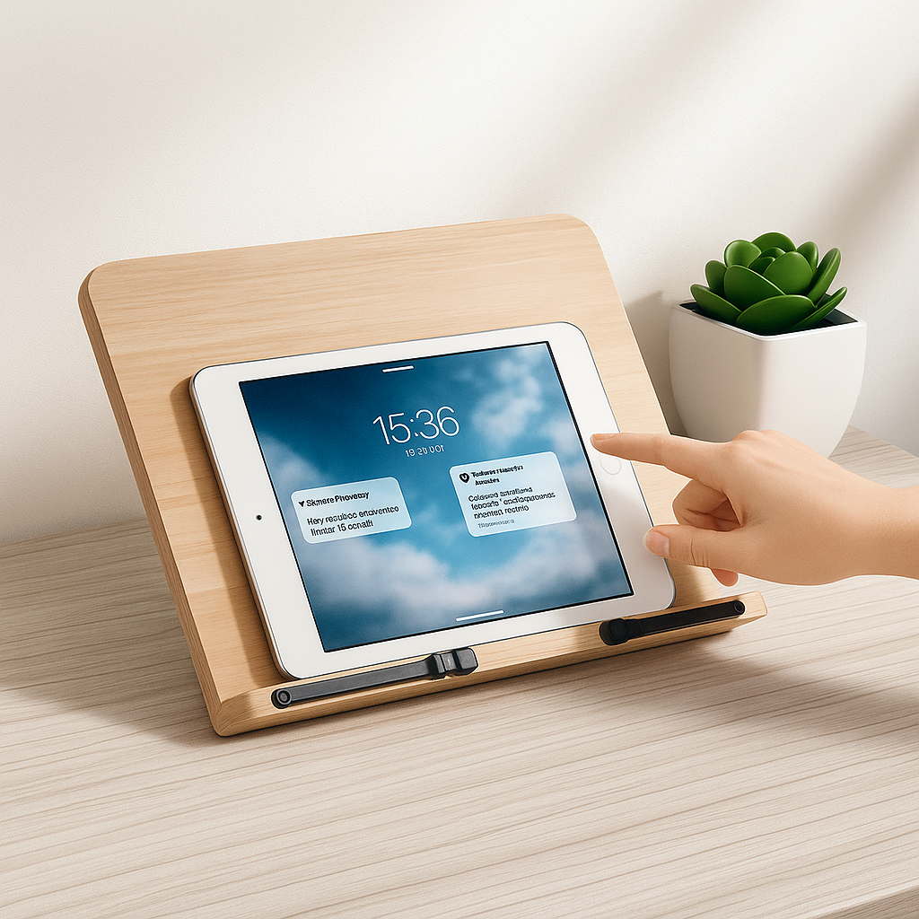 ErgoRead Adjustable Wooden Stand for Optimal Comfort