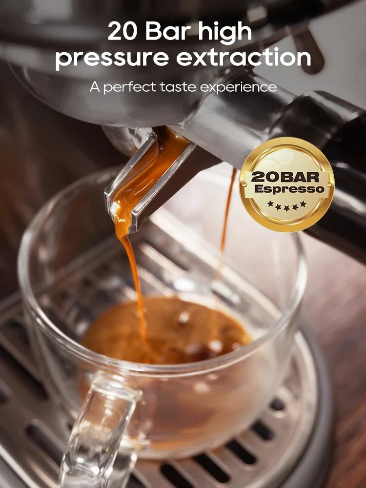 BrewMaster 20-Bar Espresso Maker | Semi-Automatic Coffee Machine with Milk Frother