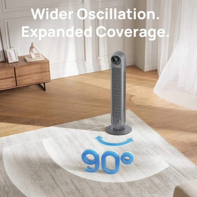 BreezeFlow Ultra | Quiet Tower Fan with Remote & 8 Speed Options