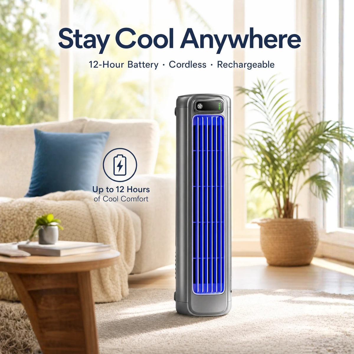 BreezeMaster | Compact Bladeless Air Cooler with 12-Hour Battery
