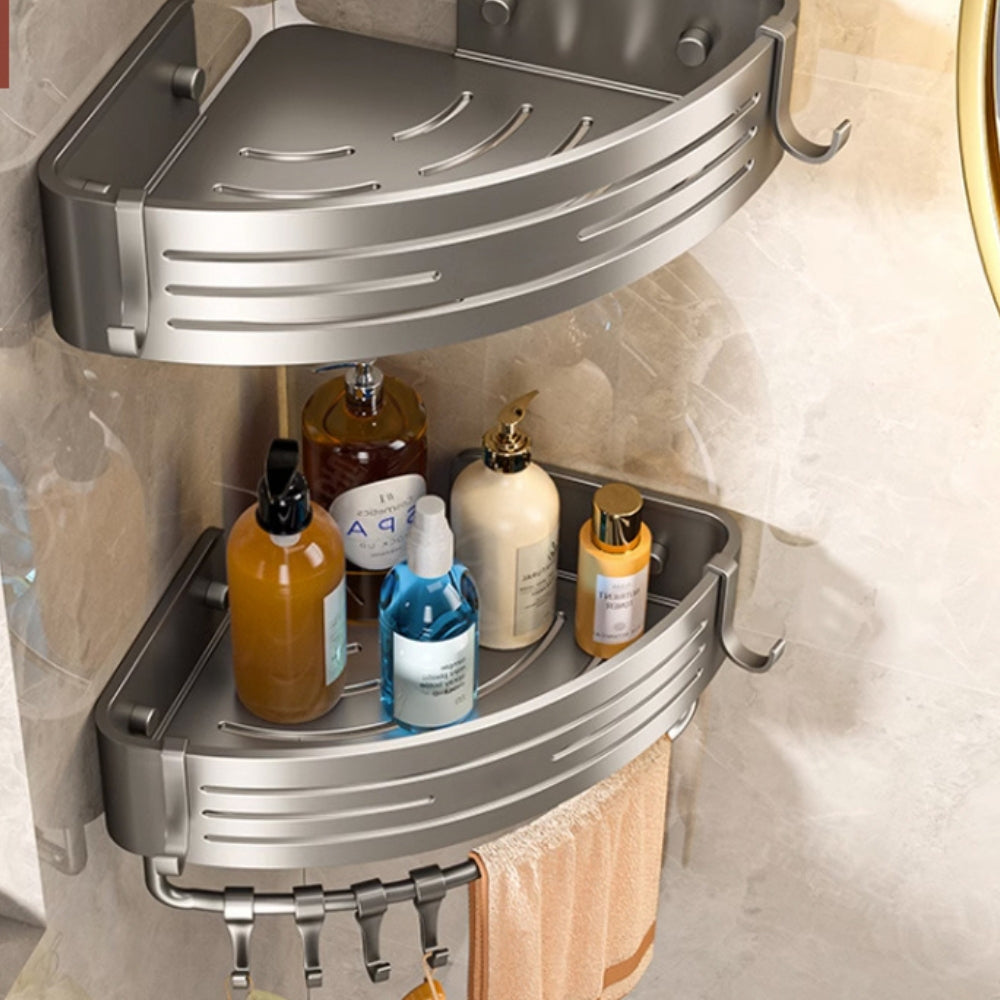 Space-Saving Corner Shower Shelf with Rust-Free Finish