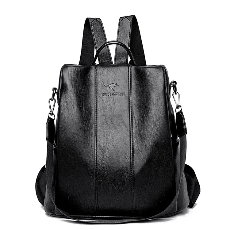 Secure & Stylish Leather Backpack for Women – Versatile Travel Companion