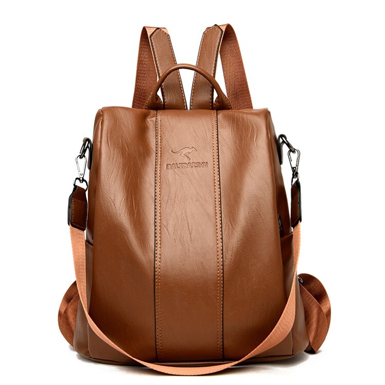 Secure & Stylish Leather Backpack for Women – Versatile Travel Companion