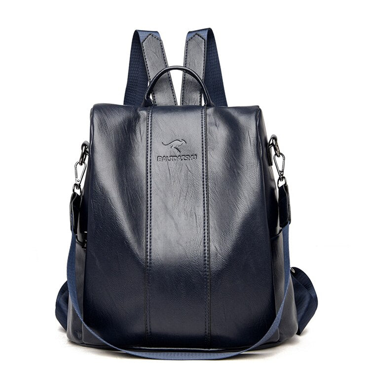 Secure & Stylish Leather Backpack for Women – Versatile Travel Companion