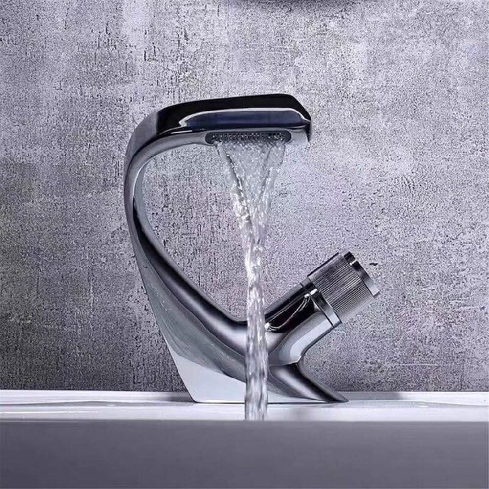 CascadeFlow – Stylish Brass Basin Mixer for a Luxe Bathroom