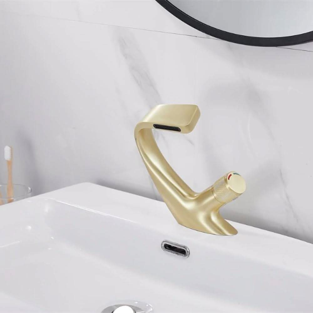 CascadeFlow – Stylish Brass Basin Mixer for a Luxe Bathroom