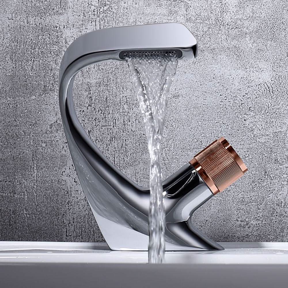 CascadeFlow – Stylish Brass Basin Mixer for a Luxe Bathroom