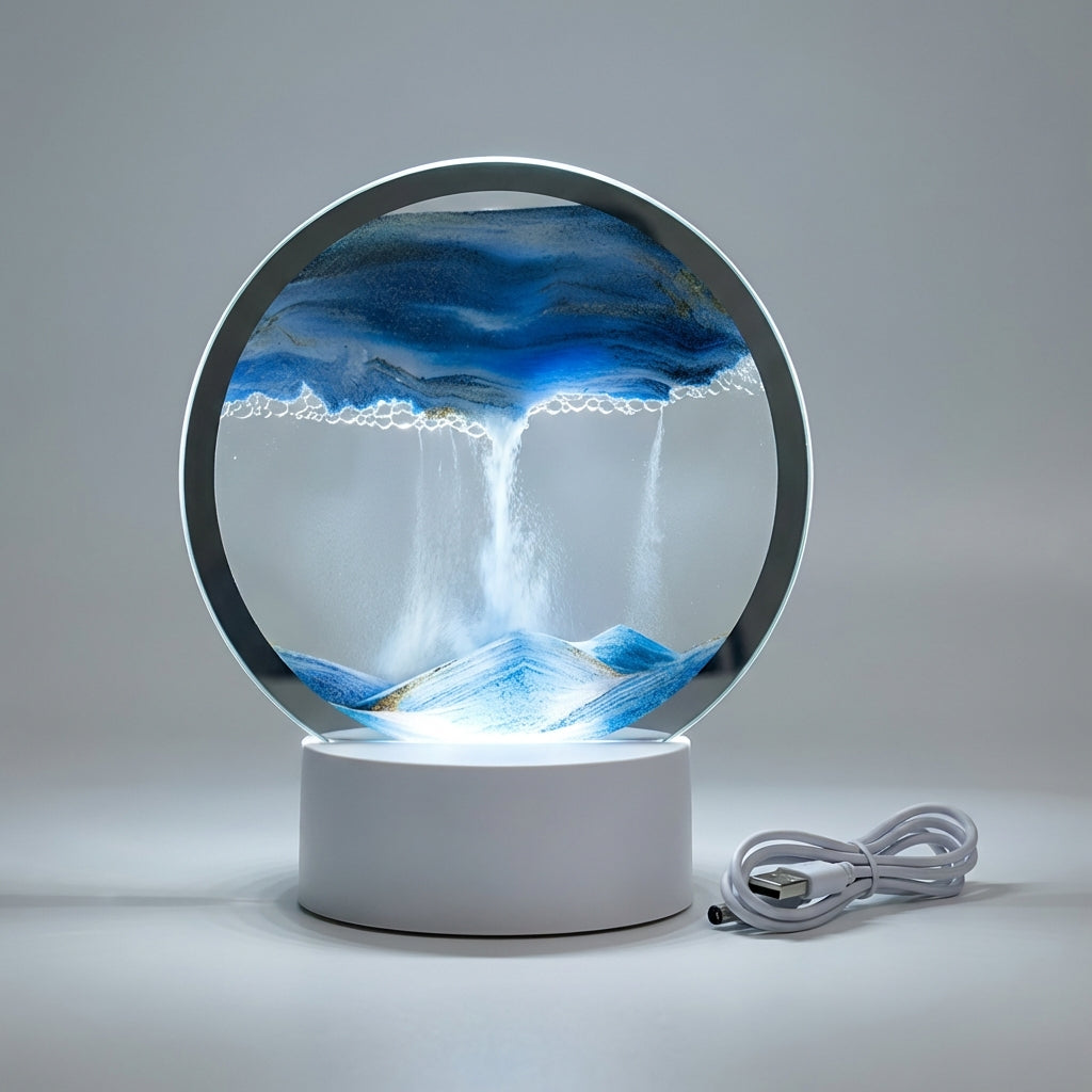 SereneFlow | Elegant Circular Sand Art Light with LED Glow