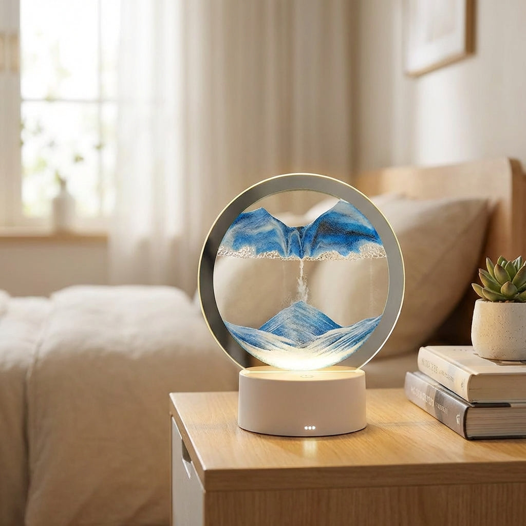 SereneFlow | Elegant Circular Sand Art Light with LED Glow