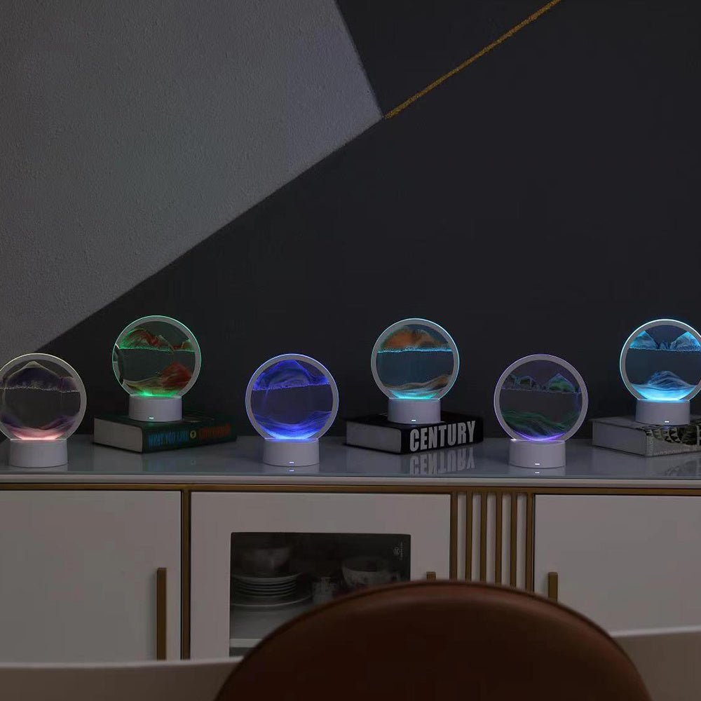 SereneFlow | Elegant Circular Sand Art Light with LED Glow