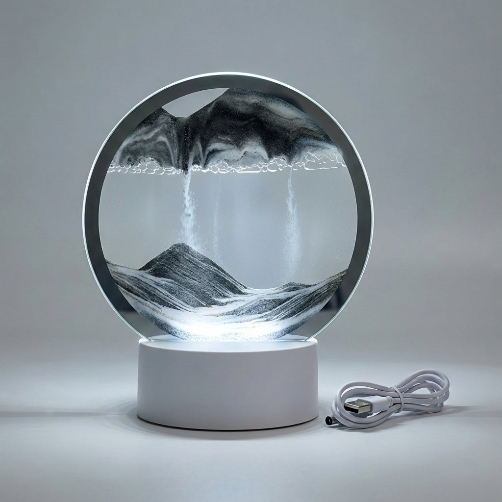 SereneFlow | Elegant Circular Sand Art Light with LED Glow