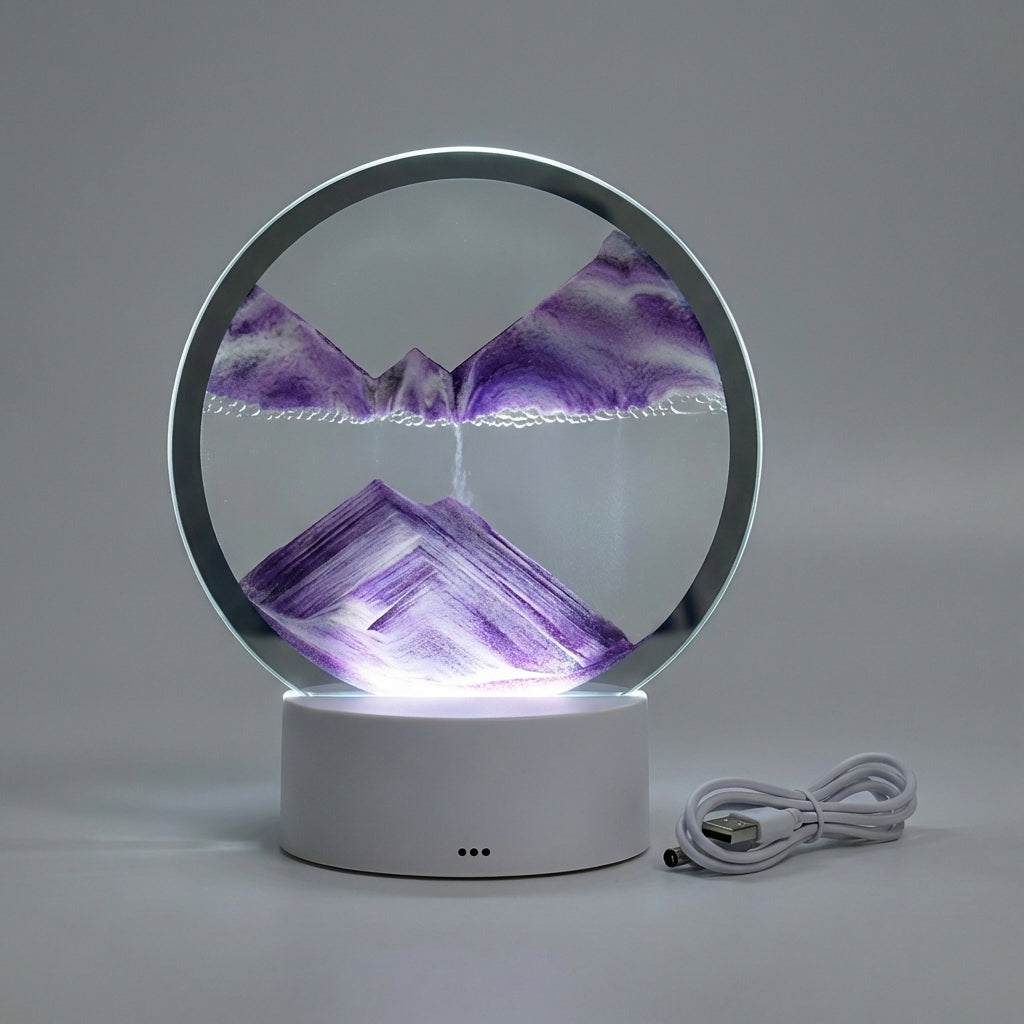 SereneFlow | Elegant Circular Sand Art Light with LED Glow