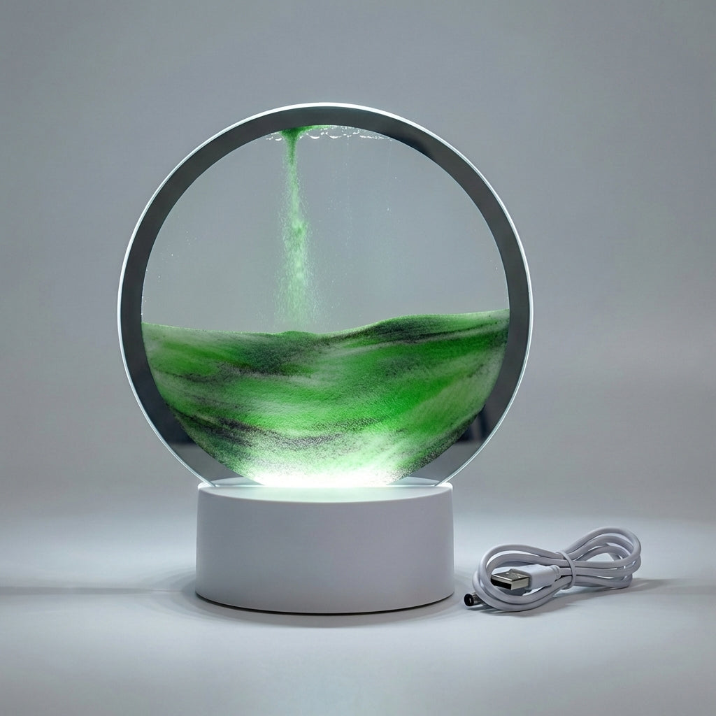 SereneFlow | Elegant Circular Sand Art Light with LED Glow