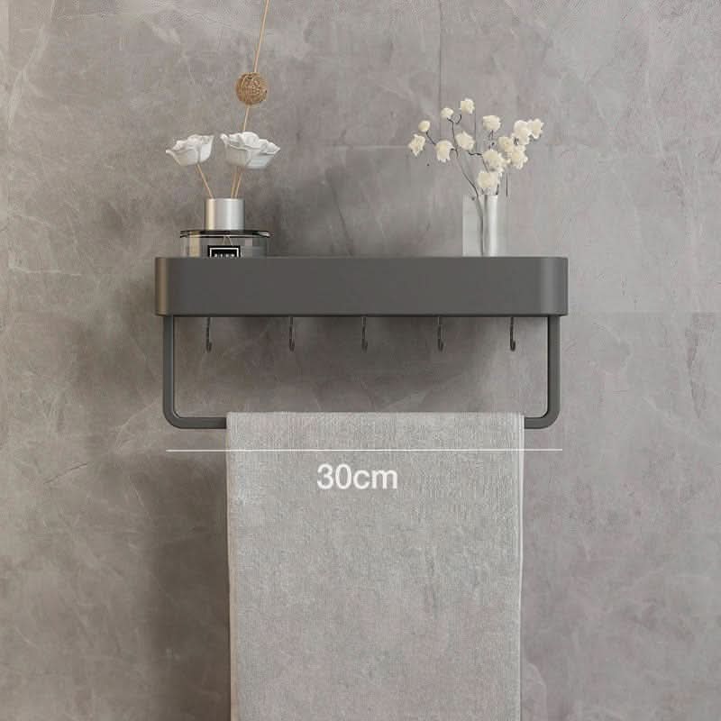 Sleek Wall-Mounted Organizer with Towel Rack for Bathrooms
