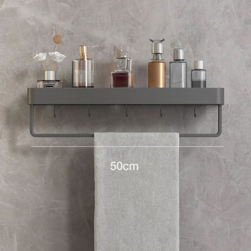 Sleek Wall-Mounted Organizer with Towel Rack for Bathrooms