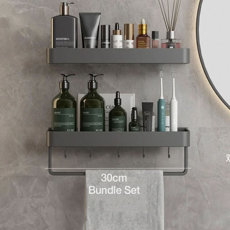 Sleek Wall-Mounted Organizer with Towel Rack for Bathrooms