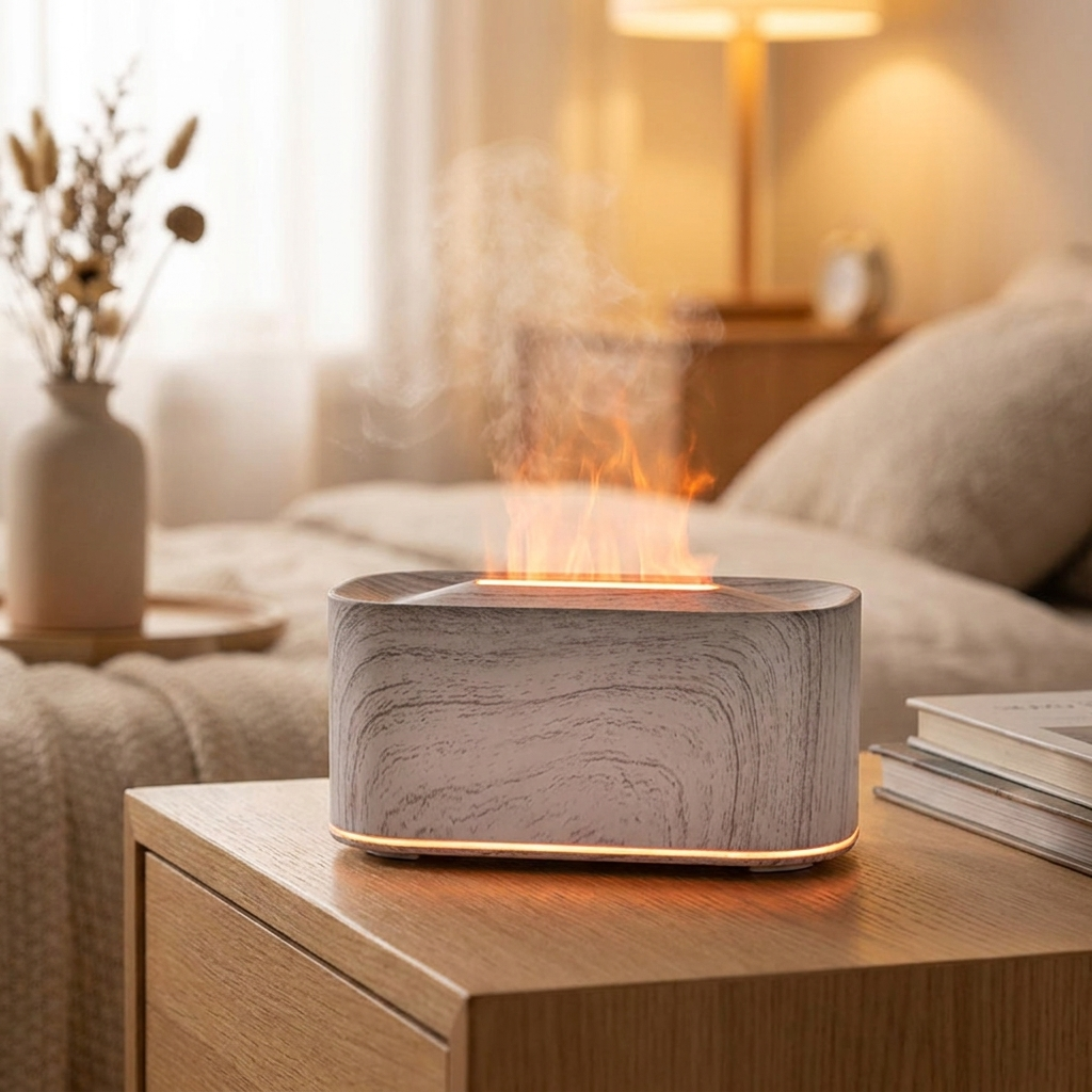 SerenityMist Aromatherapy Humidifier with Luminous Flame Display