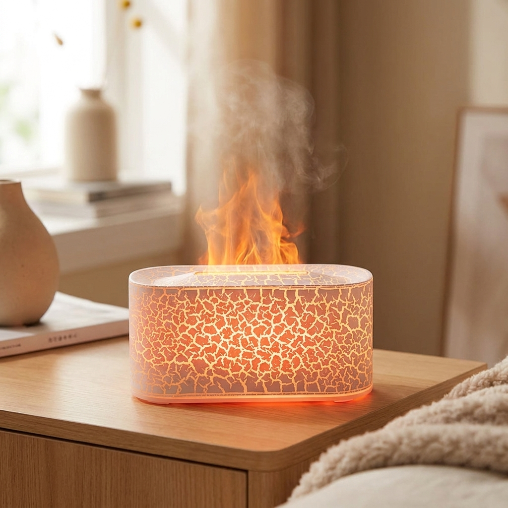 SerenityMist Aromatherapy Humidifier with Luminous Flame Display