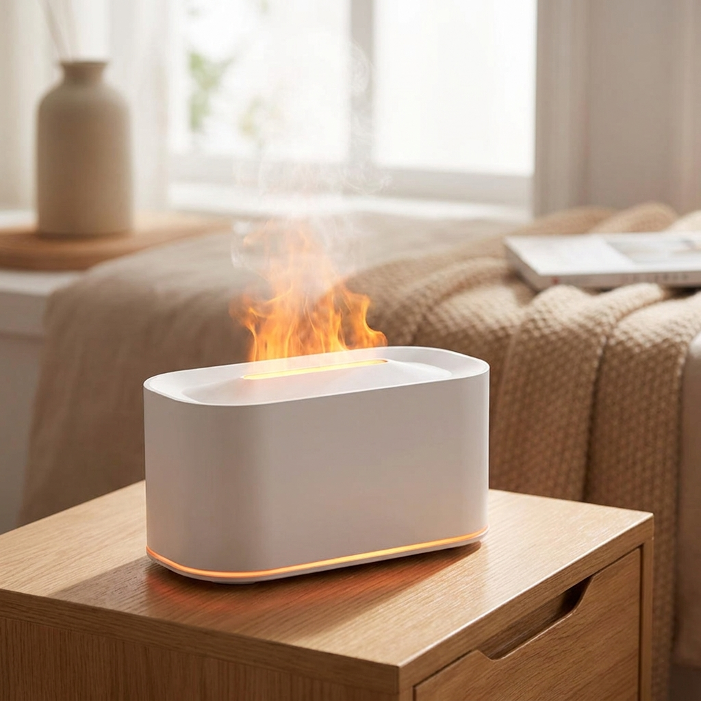 SerenityMist Aromatherapy Humidifier with Luminous Flame Display