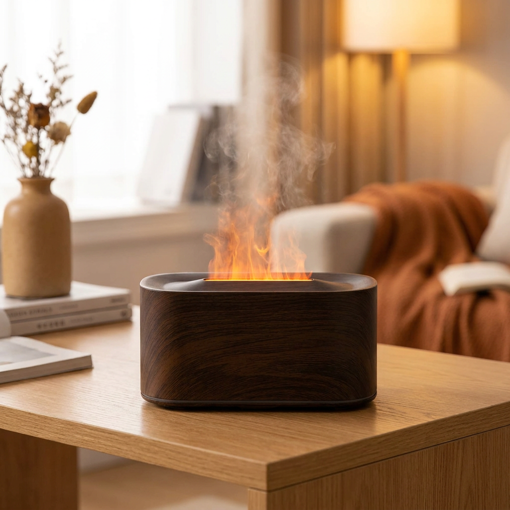 SerenityMist Aromatherapy Humidifier with Luminous Flame Display