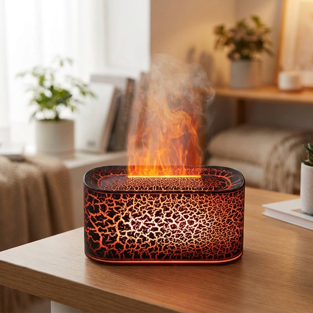 SerenityMist Aromatherapy Humidifier with Luminous Flame Display