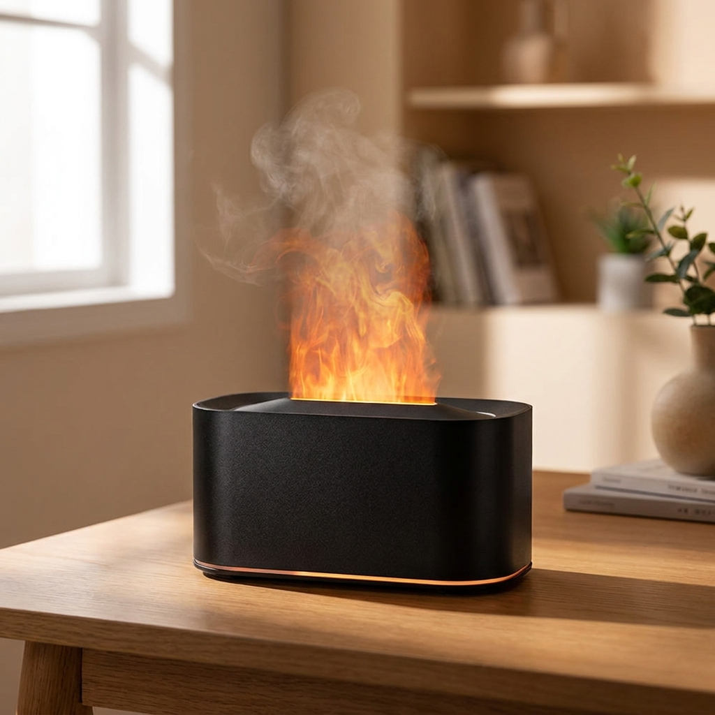 SerenityMist Aromatherapy Humidifier with Luminous Flame Display