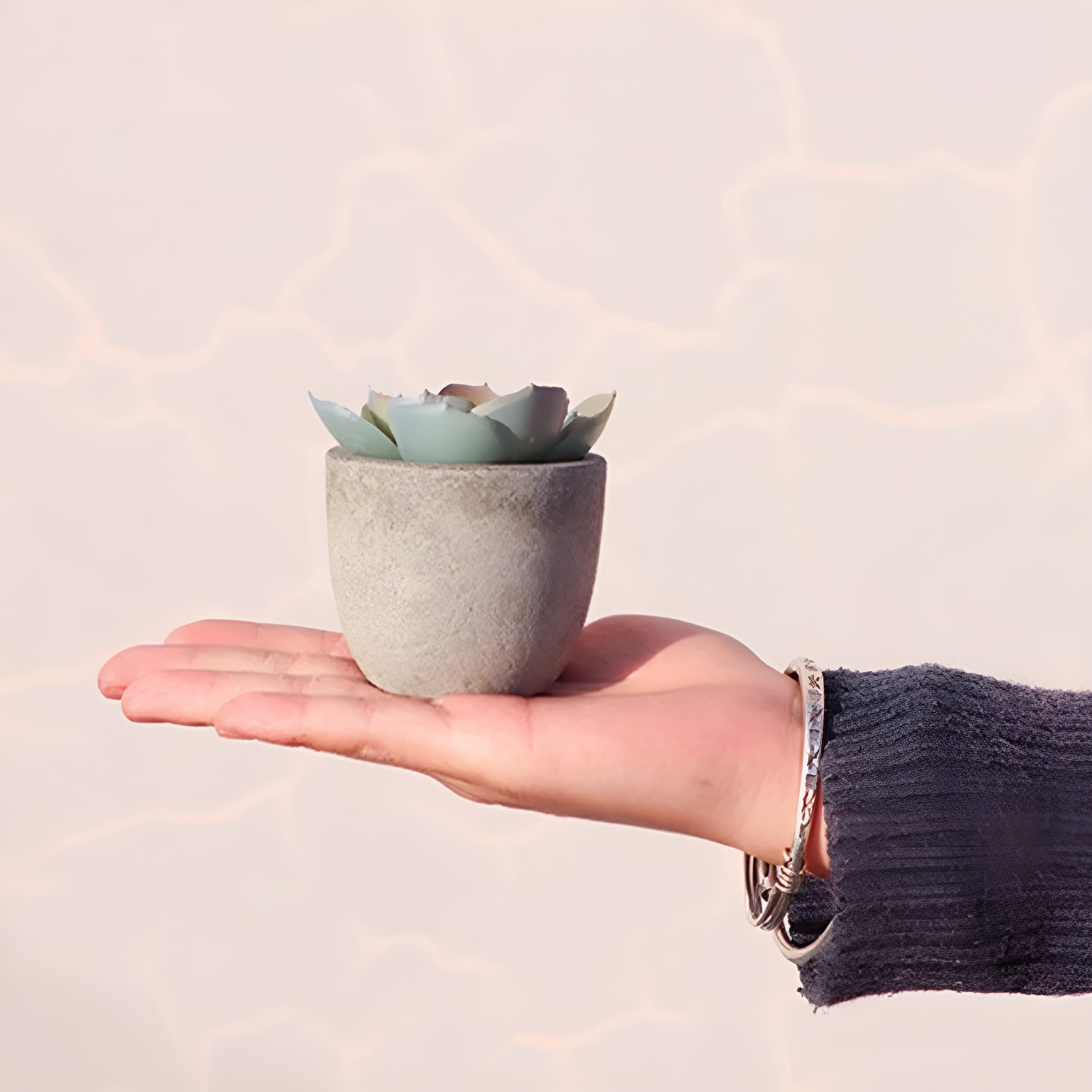 Elegant Faux Succulent in Stone-Look Pot for Home Decor