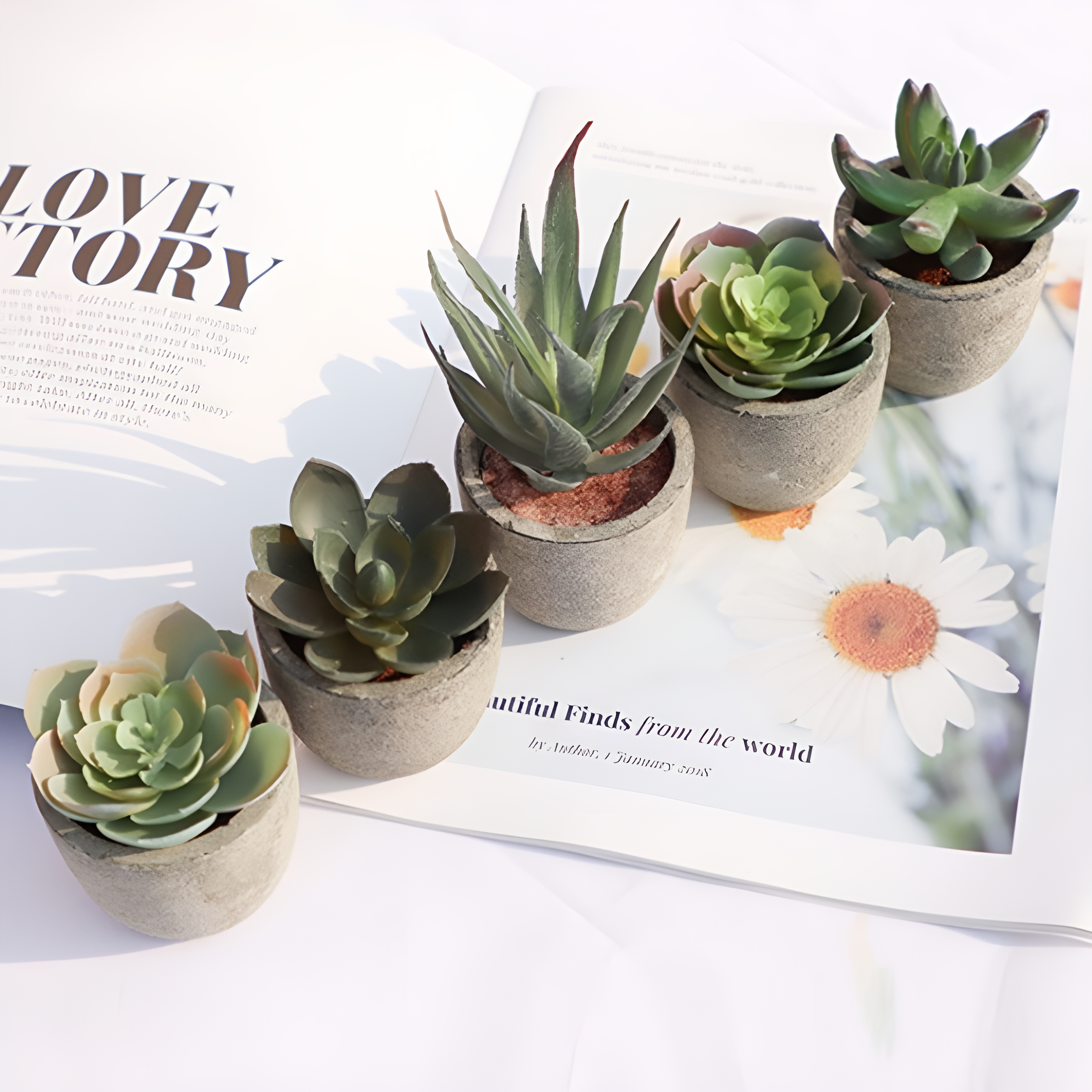Elegant Faux Succulent in Stone-Look Pot for Home Decor