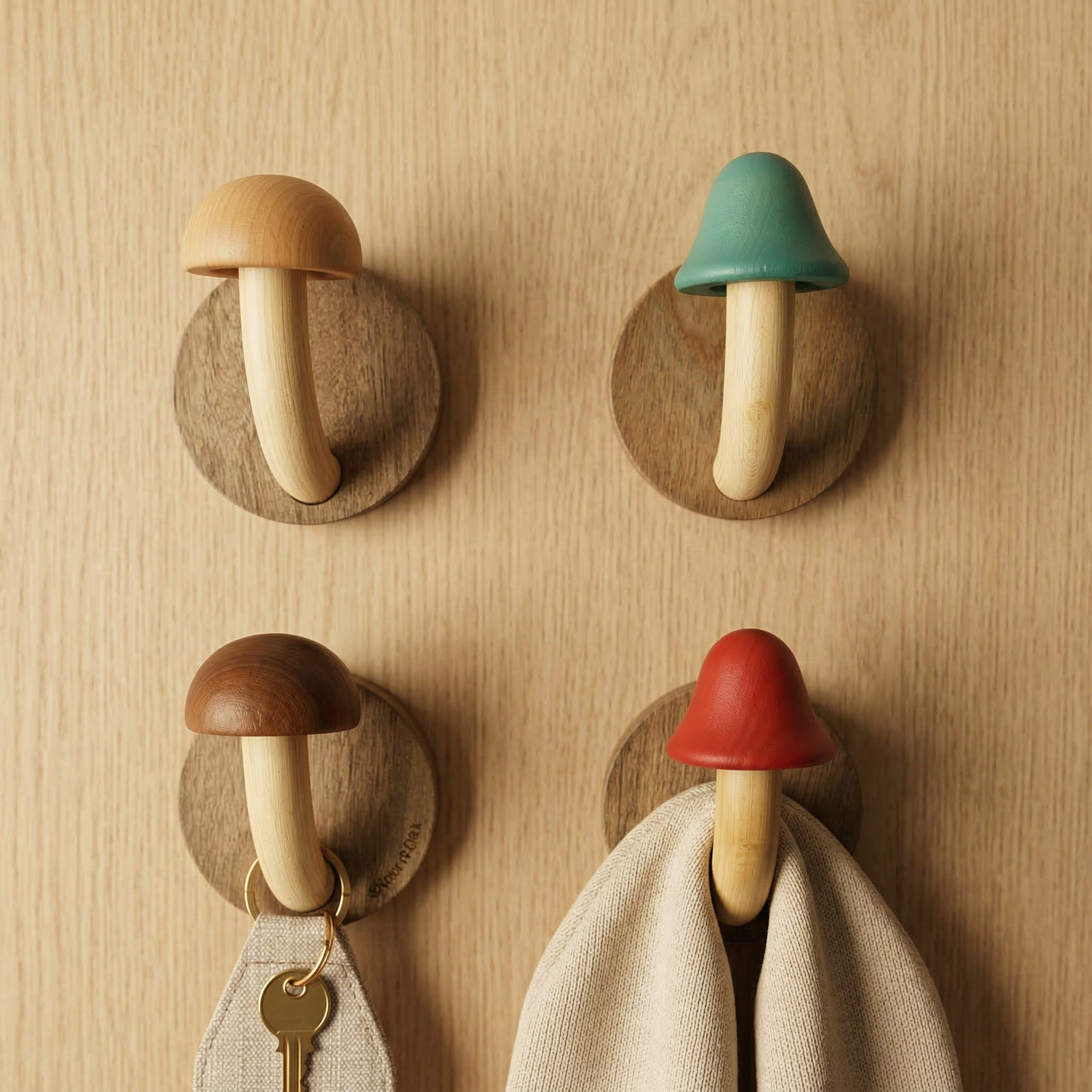 Nature-Inspired Wooden Hook Set for Stylish Organization