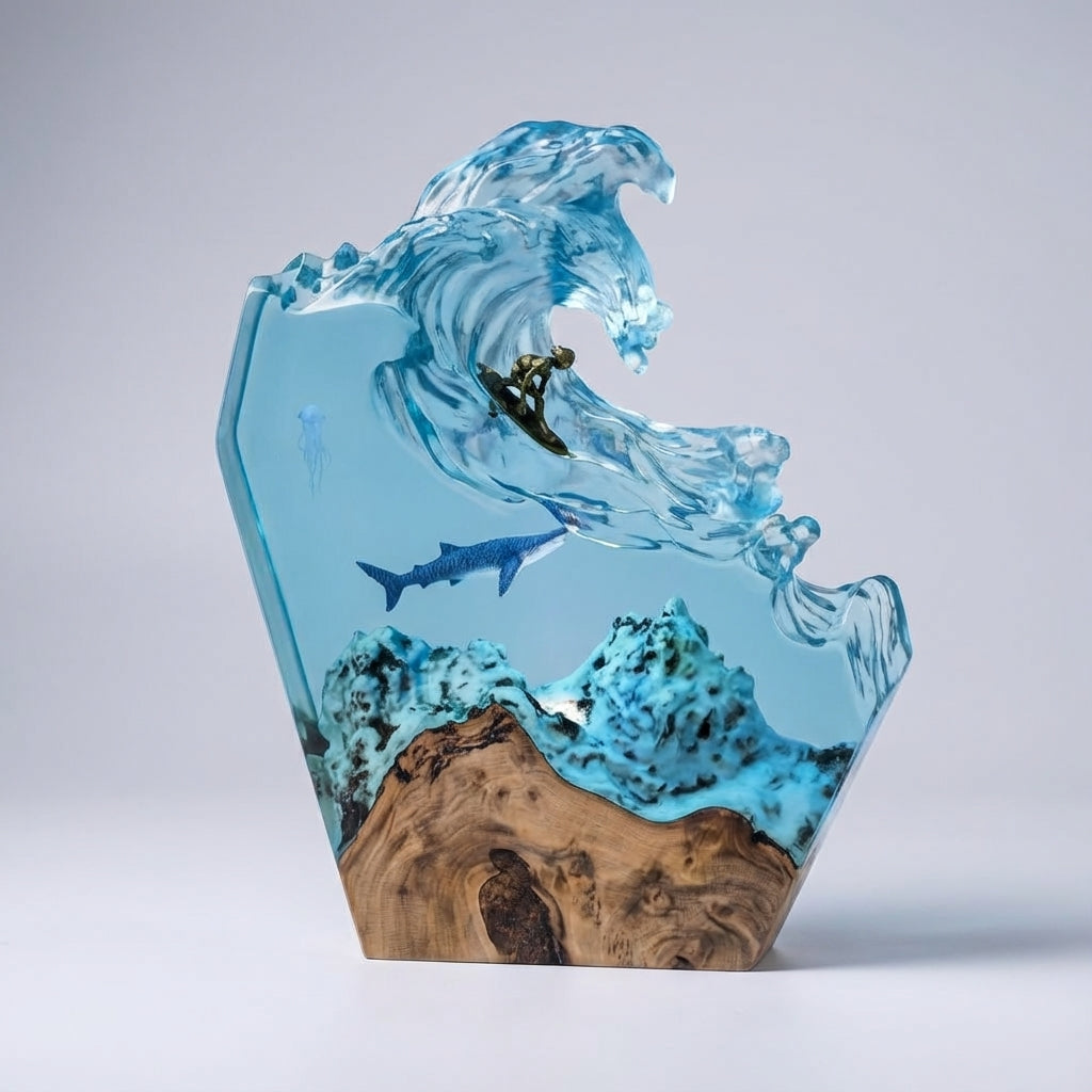 Ocean-Inspired Decorative Lamp - Coastal Wave Design