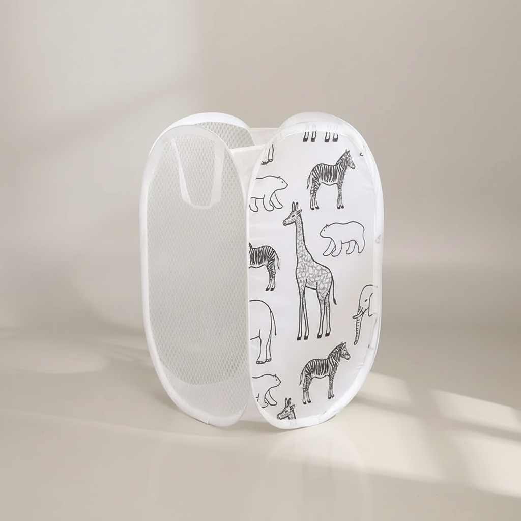 Portable Mesh Laundry Basket - Foldable Design